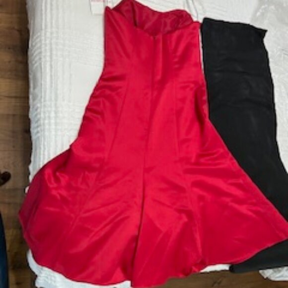 2 Bridesmaid dresses, David's Bridal Size 2 and Size 8, apple color/wine - Picture 2 of 4